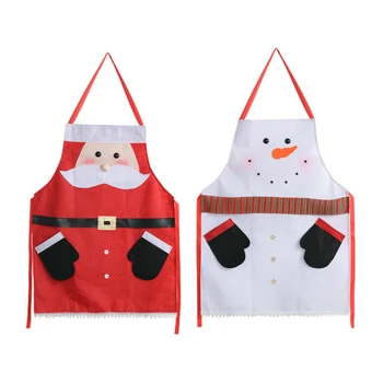 

Christmas Cartoon Aprons Non-Woven Santa Claus Snowman Apron New Year Home Kitchen Cooking Baking Apron