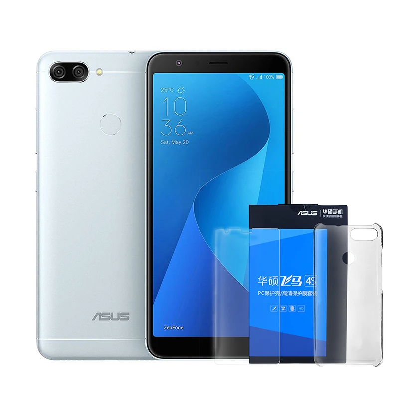 With Case N Glass Смартфон Asus Zenfone Max Plus(M1) 3/4GB 5,7 ''18:9 FHD+ Восьмиядерный процессор MT6750T OTG глобальная версия 4130mAh Android мобильный телефон - Цвет: With Case N Glass