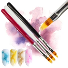 Pincel líquido acrílico para manicura, pluma para pintar, dibujar, degradar, UV, esmalte de Gel, mango blanco y negro, BE285-1