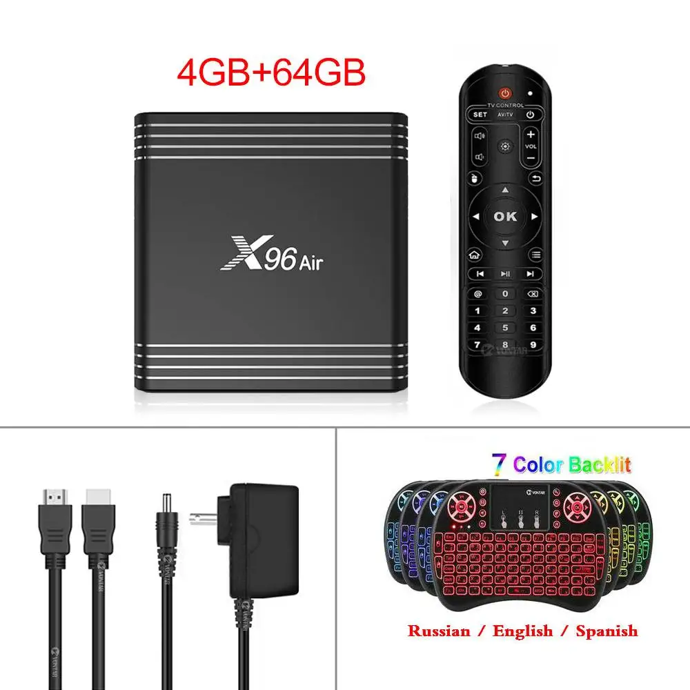 4G64G Backlit i8 Amlogic S905X3 X96Air Android 9,0 tv Box X96 Air QuadCore 2,4& 5G Dual Wifi BT Поддержка 8K Smart медиаплеер Макс 4 Гб Ram 64 Гб Rom - Цвет: 4G64G Backlit i8