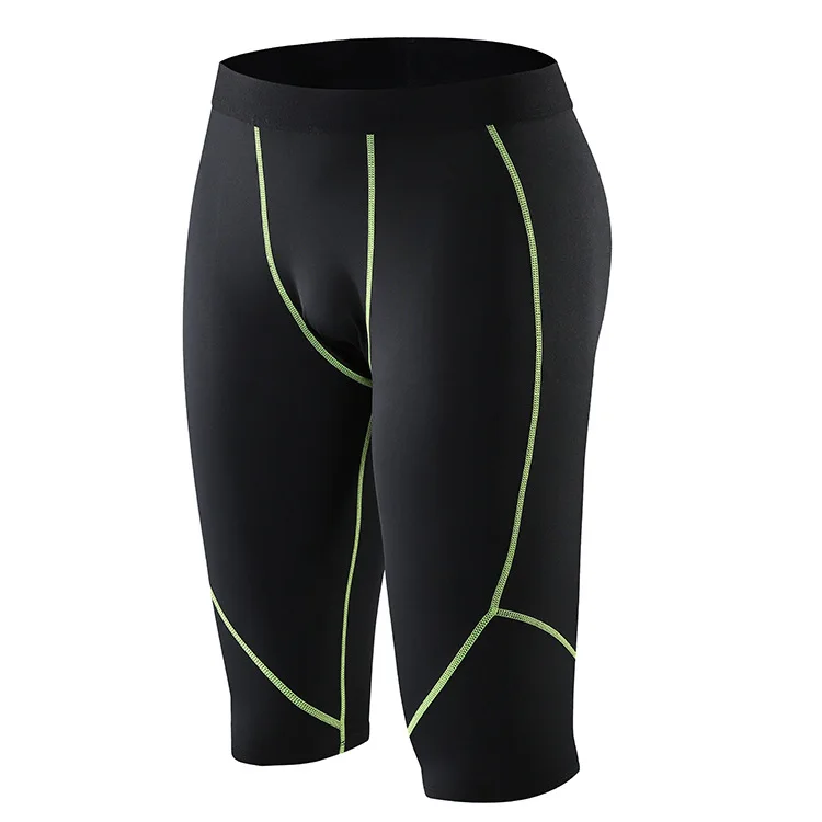 Компрессионные колготки мужские шорты для бега тренировки спортивные эластичные короткие брюки обтягивающие леггинсы баскетбольные шорты для йоги - Цвет: Зеленый