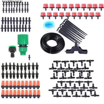 

DIY Garden Watering Micro Irrigation Systems Water Plant Watering Kit with PVC Hose Misting System Sprinkler Dripper Tee Adaptor