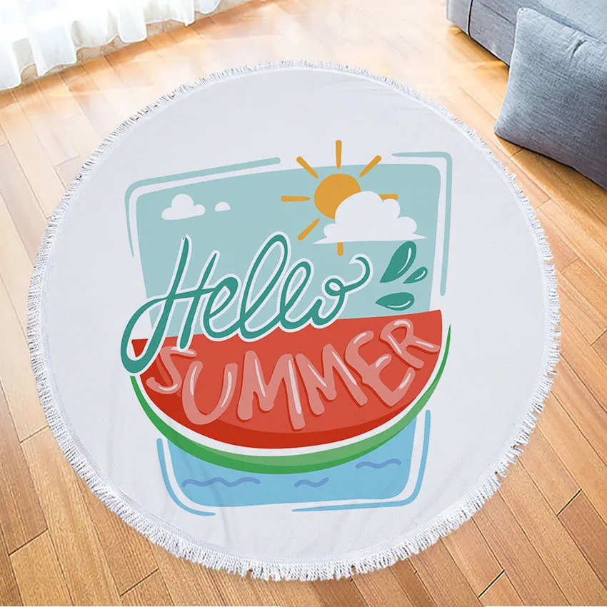 Круглое пляжное Полотенце Hello Summer из микрофибры плотное банное полотенце с
