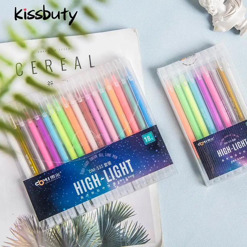 

9 18Color/Set White Marker Pen Sketching Art Stationery 0.6mm Painting Color highlighter Gel Pen DIY Hand account Bullet Diary