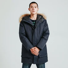 Высокое качество мужские длинные утепленные пуховики водонепроницаемые