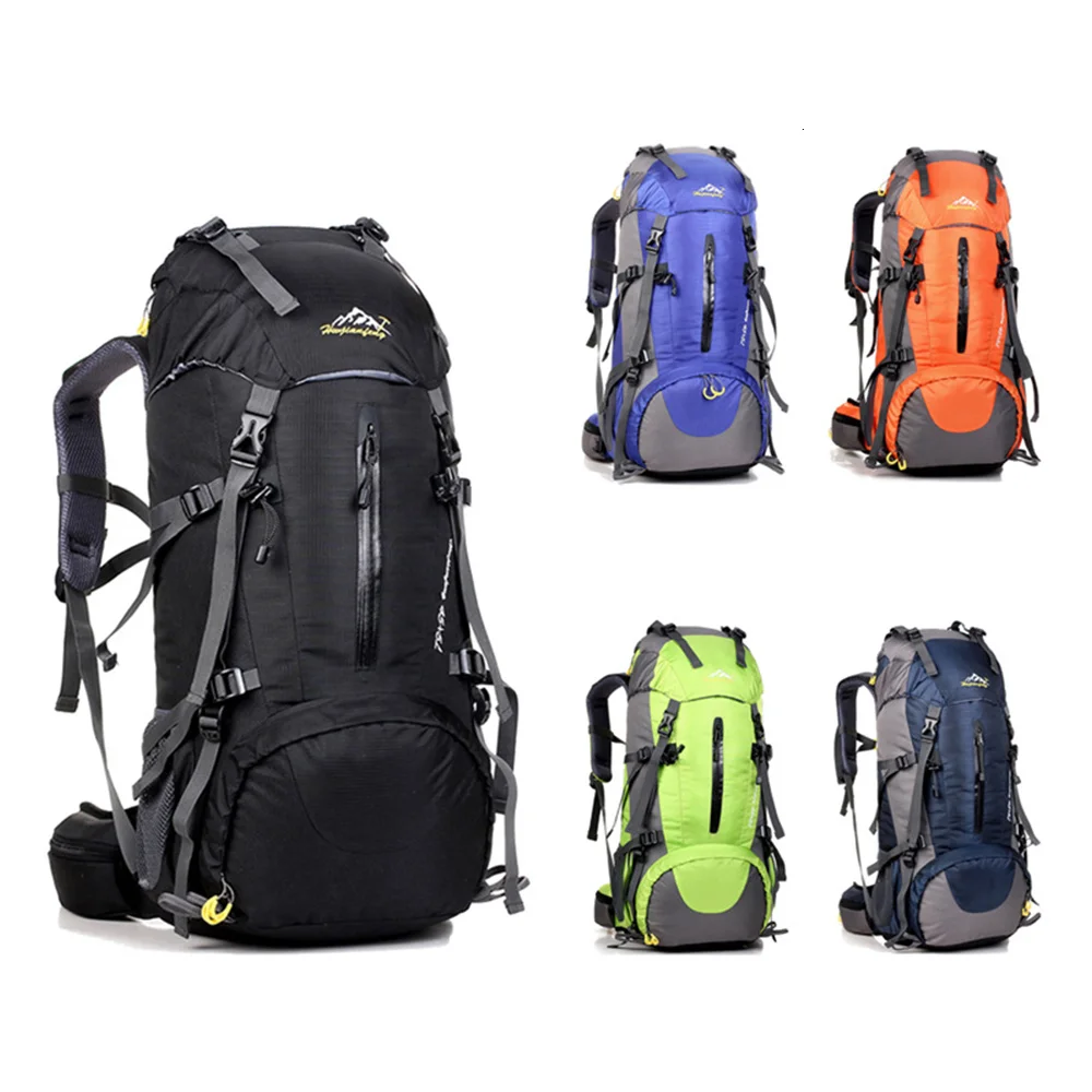 50L Wear-Resistant Nylon Travel Bag Riding Bag Camping Bag Hiking Mountaineering Rucksack Breathable Waterproof Knapsack Student Bag Daypack Bookbag Black LZC-1 Mens Outdoor Backpack