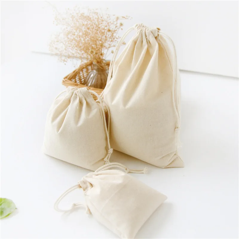 

Cotton Cloth Bag Solid Color Cotton Scrunch Top Storage Bag DIY Drawstring Bag Home Drawstring Bag Christmas wish bag