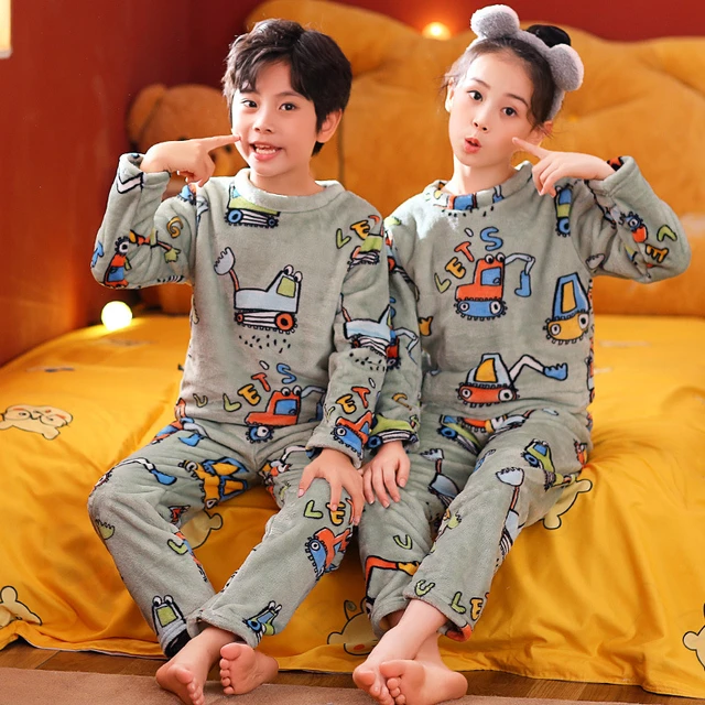 Pyjama enfant d'hiver en flanelle doux et chaud pour garçon