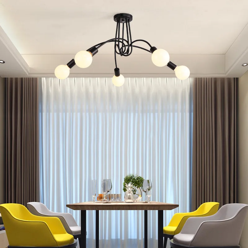 

Креативные потолочные светильники tieyi для гостиной, кабинета и столовой с 3 головками и 5 головками, Простые Модные светодиодные лампы и фонари