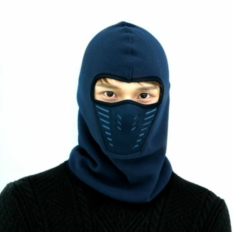 Dark Blue Маска для лица, для улицы, зимняя, теплая, велосипедная, для альпинизма, лыжного спорта, ветрозащитная, угольный фильтр, термальная, флисовая, Балаклава, защита для головы - Цвет: Dark Blue