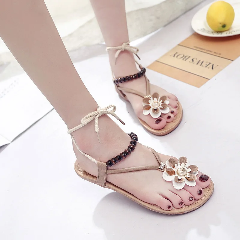 

Women Bohemia Flat Sandals Elegant Shoes Summer Flip Flops