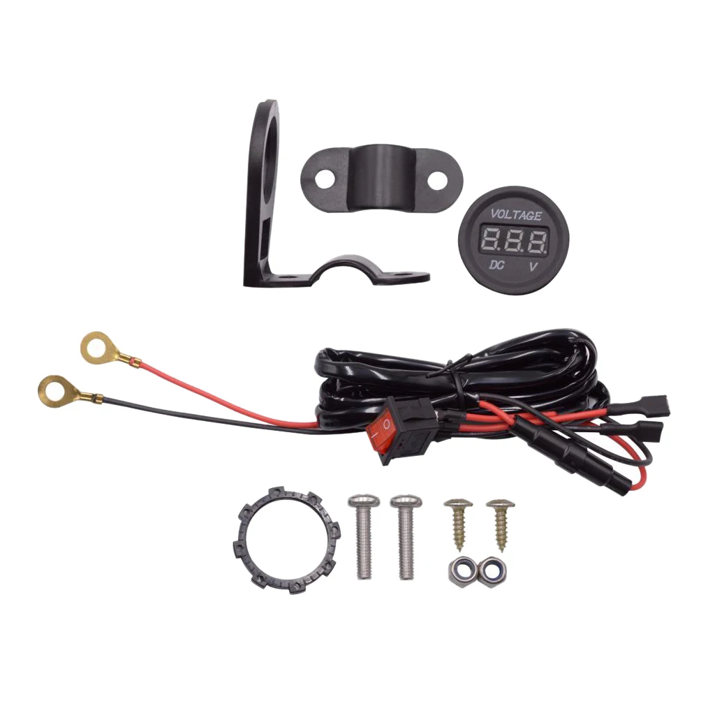Motorbike 12-24V Blue LED Digital Display Voltmeter Volt Gauge With Switch