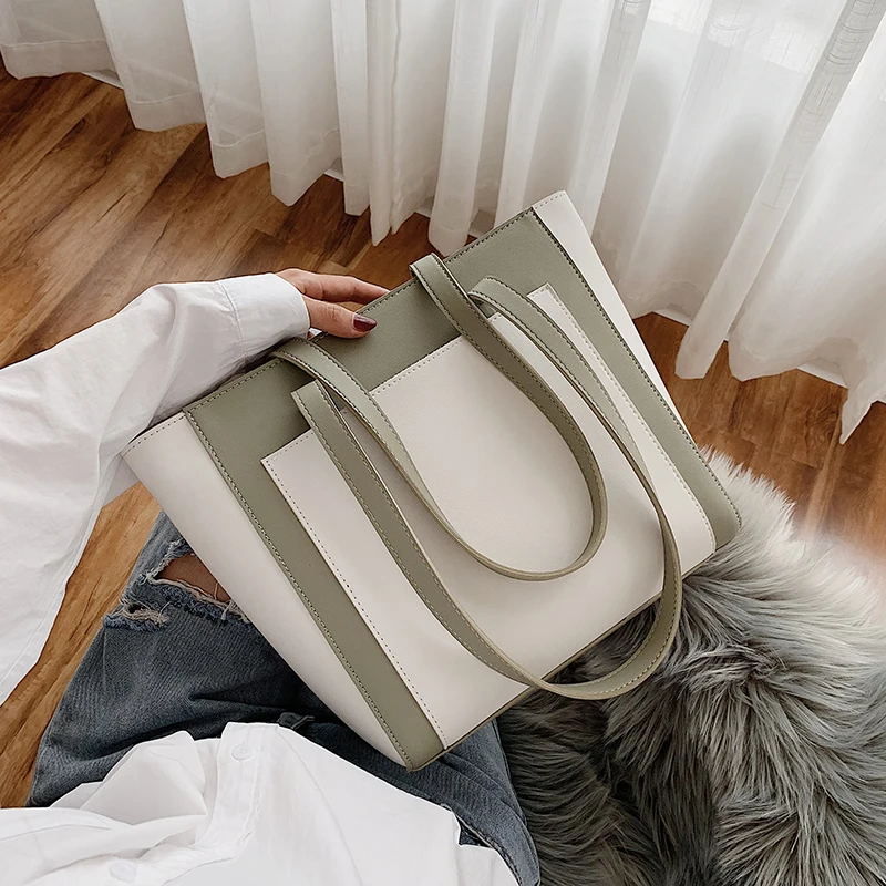 

On the new high-quality texture handbags women's bags new 2020 Korean fashion hit color large capacity wild shoulder tote bag