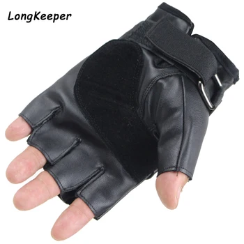 

Men Winter Fingerless Tactical Gloves Male PU Leather Half-finger Glove Cycling Scratch Resistant Climbing Combat Gloves Luvas