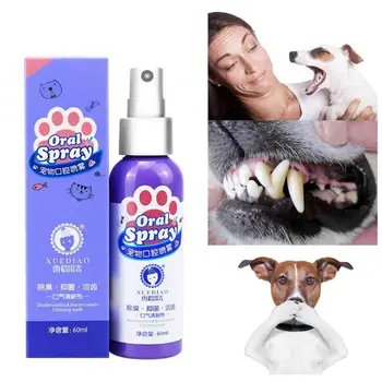 

60ml Pet Mouth Freshener Antibacterial Oral Spray Treatment Fresh Breath Dog and Cat Healthy Dental Care Fresh