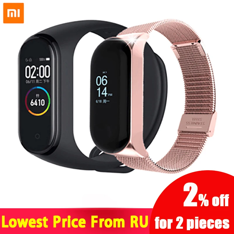 Скидка Xiaomi Mi группа 3 4 глобальная Версия смарт Браслет фитнес браслет часы 3 большой сенсорный экран сообщение время сердечно