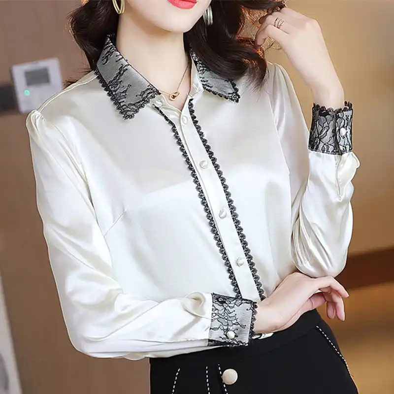 satin lace blouse