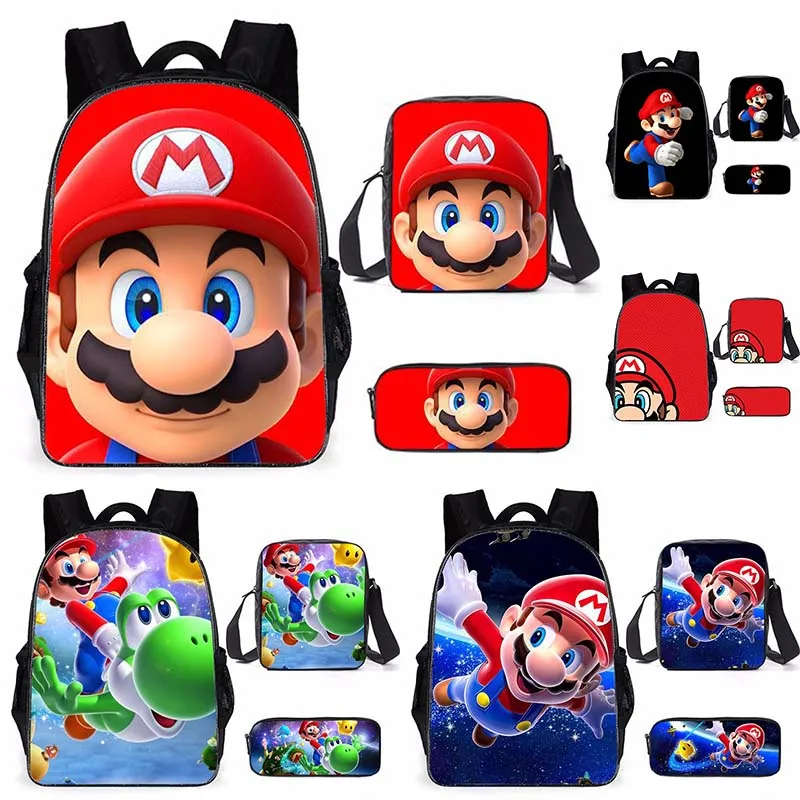 good american jeans Super Mario Bro Sonic Children School Bag Orthopedic Backpack Boy Girl Cartoon 3PCS Set Bags Pencil Case Messenger Bag 24 Models madewell jeans