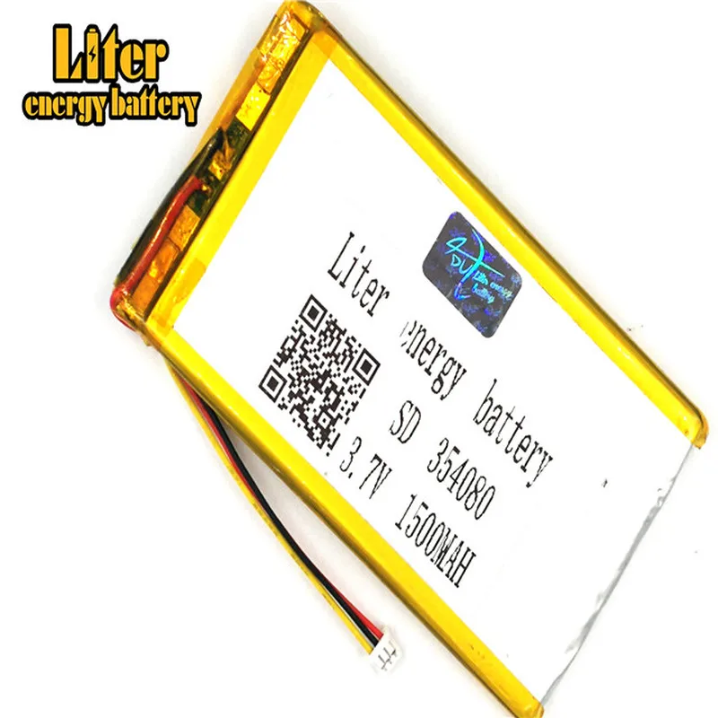 

1.25MM 3wire connector 354080 1500mah 3.7V polymer lithium battery e-books GPS PDA Recreational machines