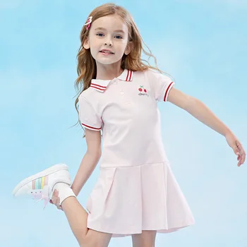 

Summer 2020 new school style short sleeve girls' dress brand children's wear cherry print sports skirt