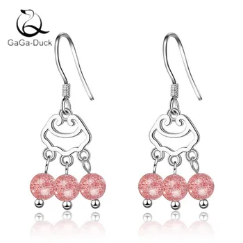 

New Creative Lucky Lock Fashion Jewelry 925 Sterling Silver Sweet Ear Hook Beauty Crystal Personality Dangle Earrings E878