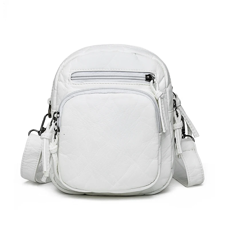 

Double Zipper Tassel Solid Color Mini Crossbody Bags for Women Vintage Soft Leather Shoulder Messenger Bag Female Phone Purses