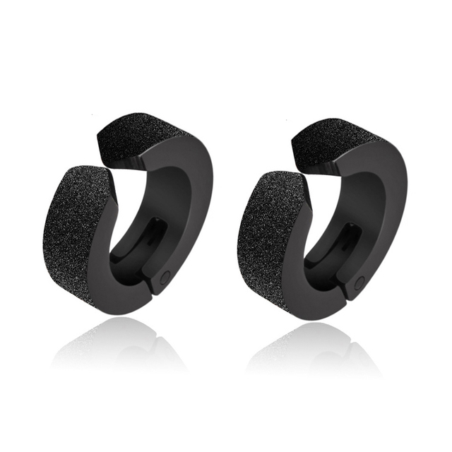 pair Classic Korean Punk Stainless Steel Ear Clip Earrings For Men Women Black No Pierced Fake Ear Circle New Pop Jewelry