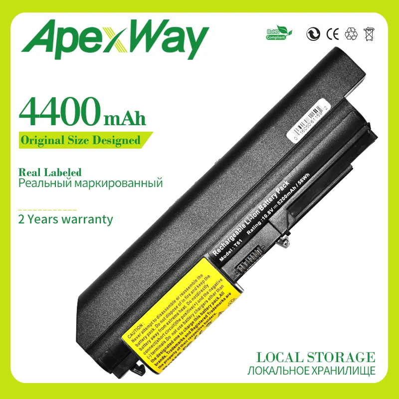 Apexway 11.1V New Laptop Battery for Lenovo ThinkPad R60 R60e R61 R61e R61i T60 T60p T61 T61p R500 T500 W500 SL400 SL500 SL300 | Компьютеры