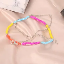 Стиль богемский крутой Цвет Бирюзовый Круглый браслет на ногу из бисера 2 шт