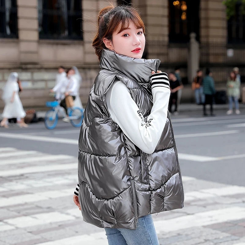 Glossy Sleeveless Puffer Jacket - Women - Ready-to-Wear