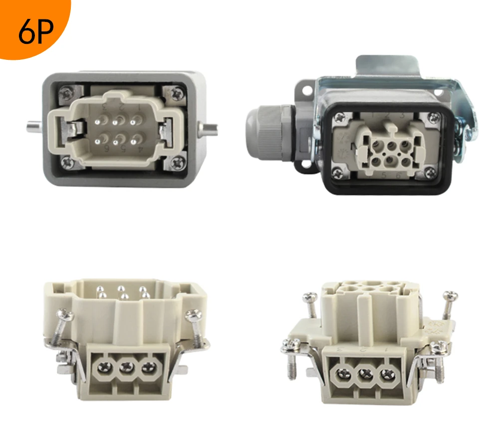 Rechteckiger Hochleistungsstecker mit hoher Basis, 48-polig, Luftfahrt-Industriesteckdose, Strom 16 A, IP65, für Hochstrom – Detail 13