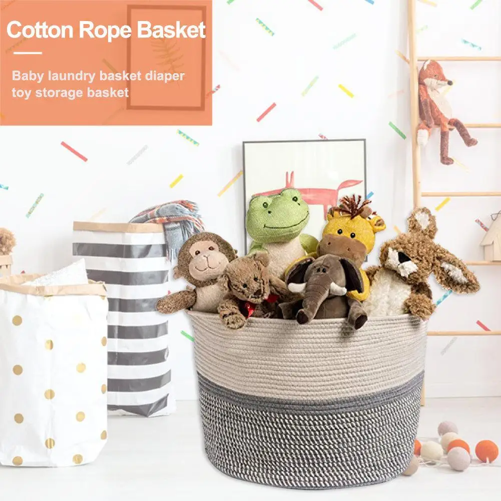 Nordic Cotton Rope Basket 55x55x35cm Clothing Storage Basket Laundry Toy Bedroom Collapsible Organizer Large Laundry Bucket