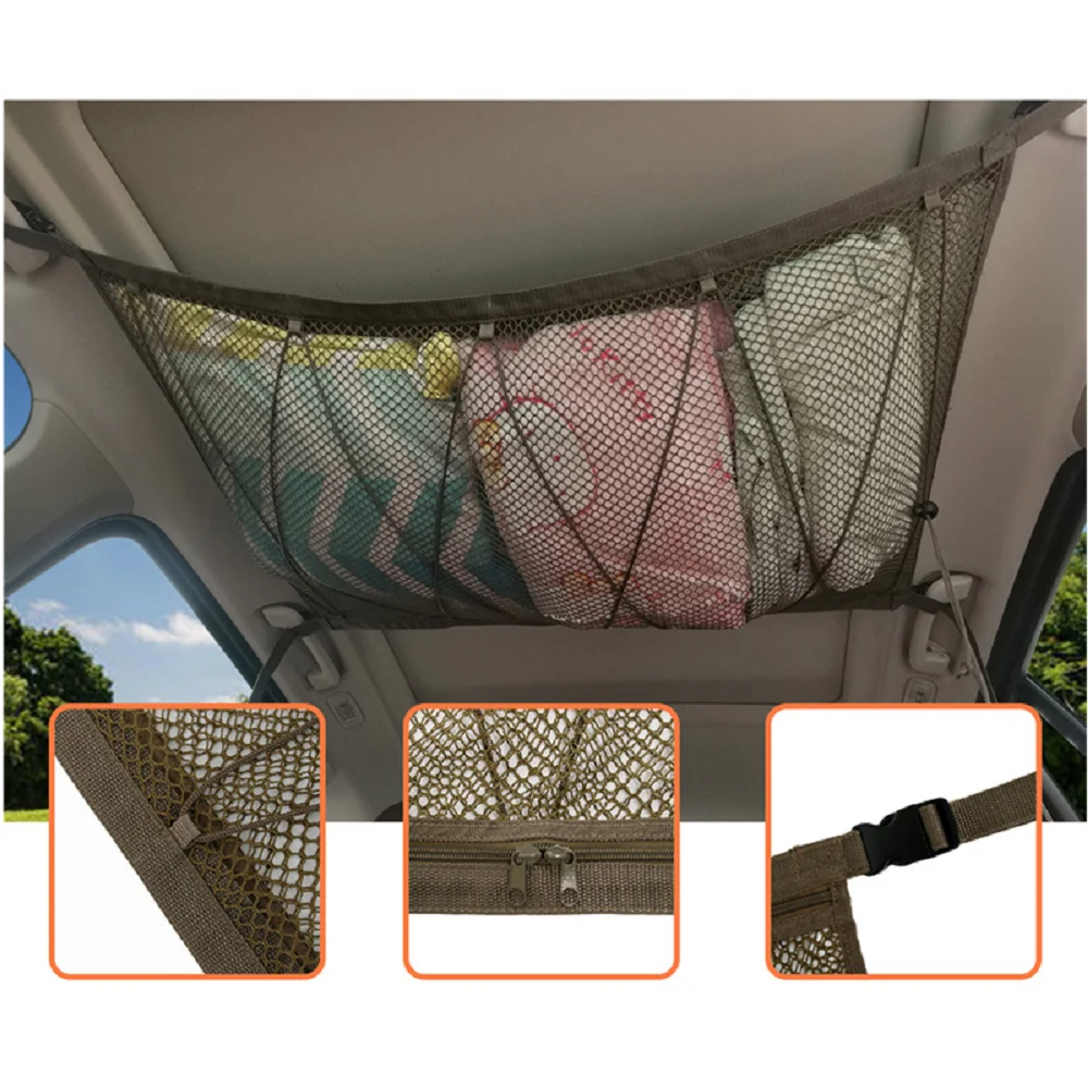 

Portable Car Ceiling Storage Net Pocket Roof Interior Cargo Net Bag Car Trunk Storage Pouch Sundries Storage Organizer