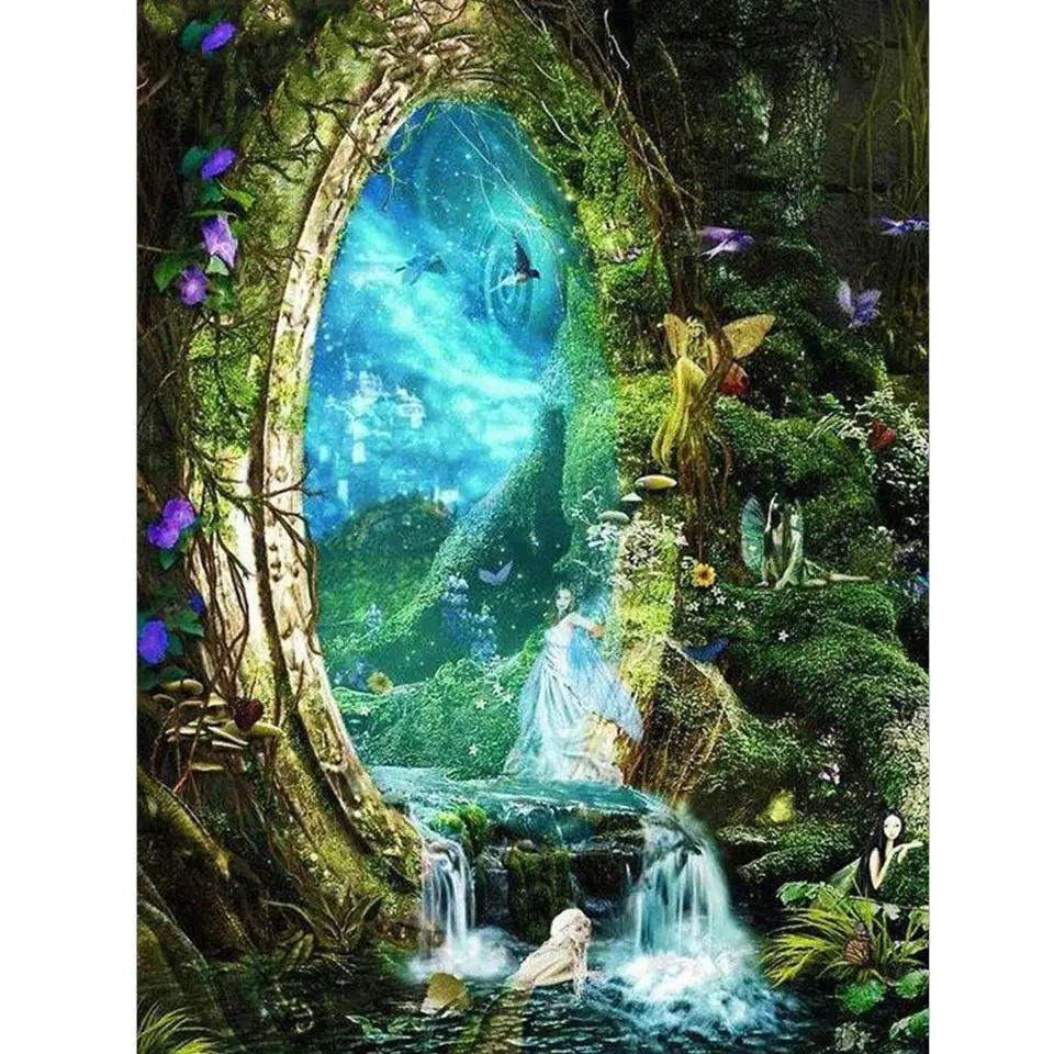 Full Square/Round Diamond Embroidery Scenery 5D Painting Fantasy Picture Of Rhinestones Mosaic Elves Wall Decoration | Дом и сад