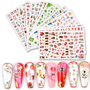

WUF 1PC Butterfly Flower for Slider for Nail Art Decorations Sticker Water Transfer Decal Leaves Girl Manicure DIY Tips