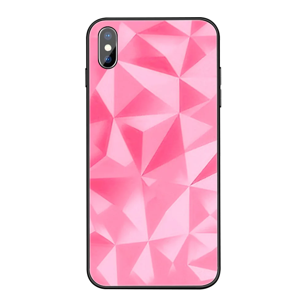 Pink Для iPhone X XS MAX XR 8 8 Plus 7 7 Plus 6 6S 6S Plus Алмазный закаленное стекло бизнес Бампер Защитный ковер - Цвет: Pink