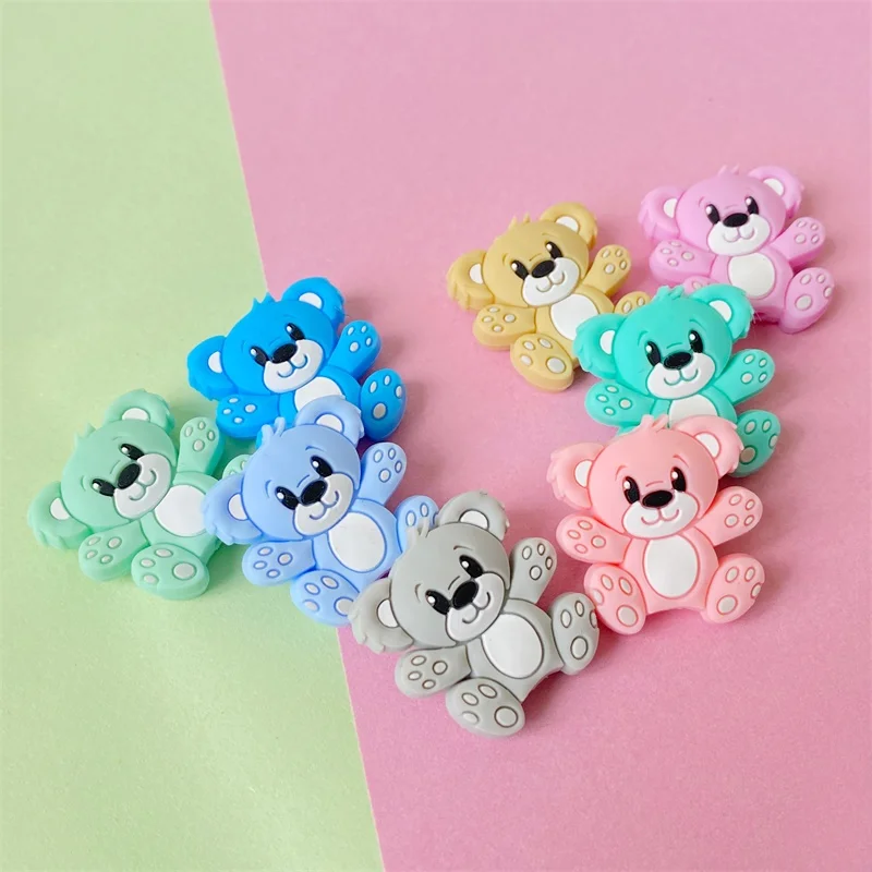 10pcs Cartoon mini bear Silicone Beads DIY Cute Teething Toys Silicone Baby Teether beads