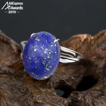 

10*14mm 6.18 Sale S925 Sterling Silver Asia Lapis Rings Exaggerated Rings Chinatown Afghanistan Retro Gemstone