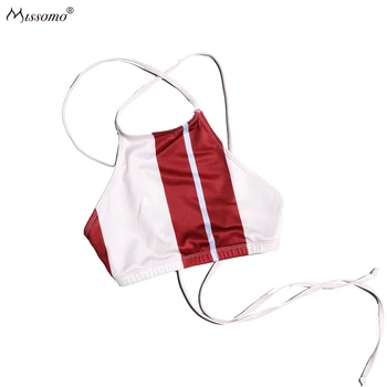 

Missomo Sexy Cross Open Back Striped Printed Bikini Bra