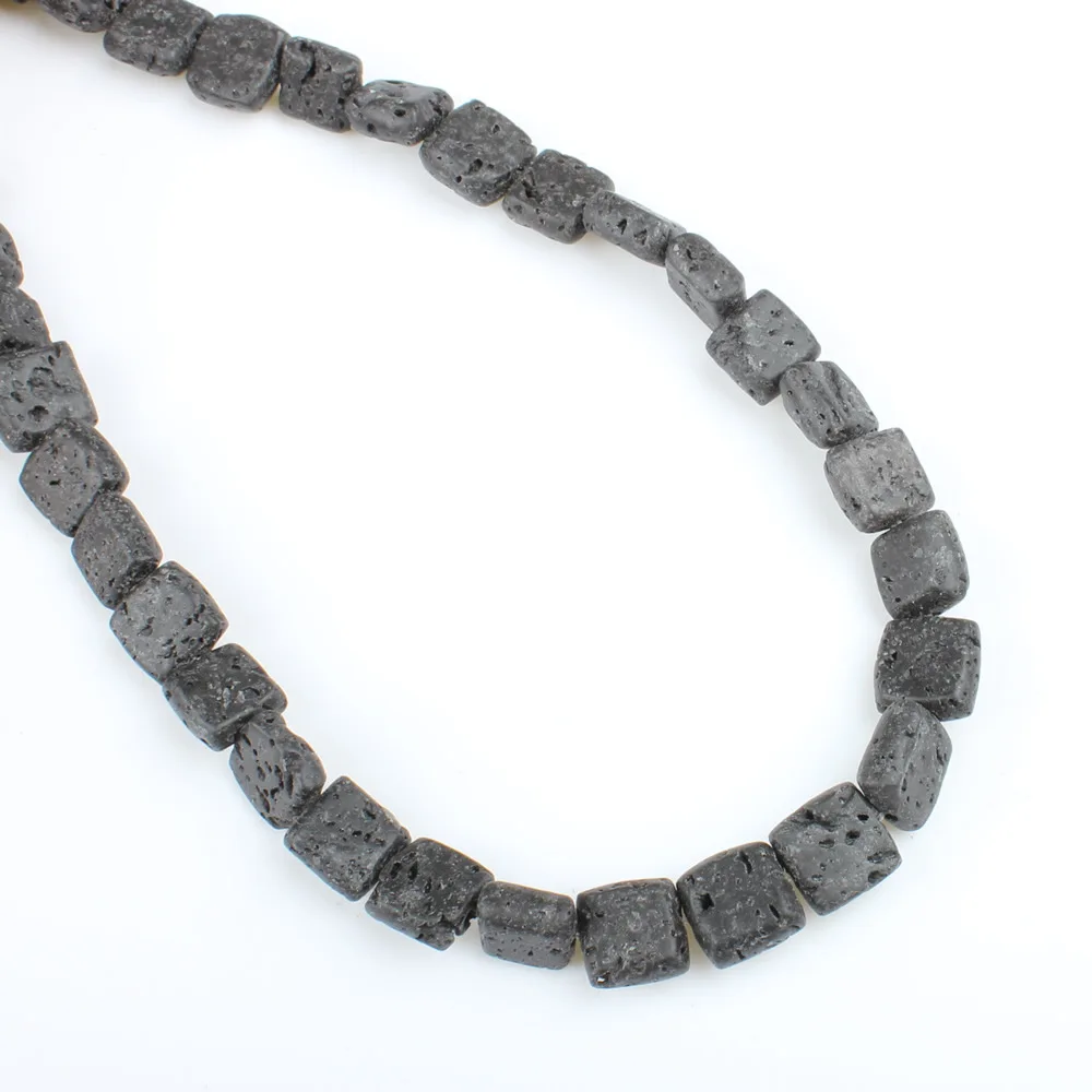 

Natural Volcanic Rock Round Bead Semi-finished Rectangular Black Color 8 * 10 Mm Beads for Making DIY Jewelry Accessories