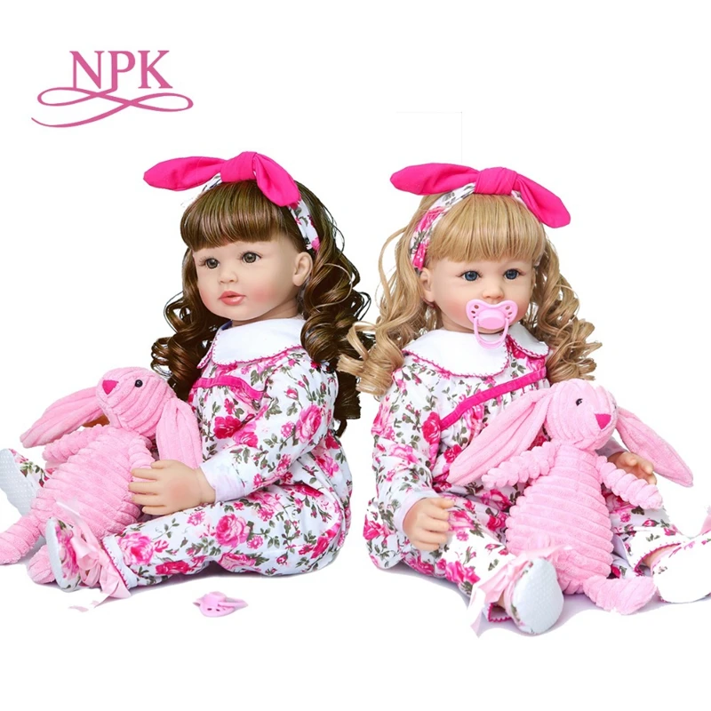 NPK 47 см Оригинальная кукла bebe reborn baby girl sweet face укорененные вручную Вьющиеся Волосы