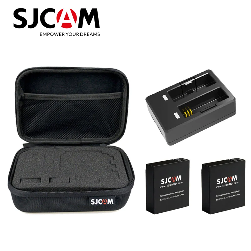 Оригинальный SJCAM SJ7 STAR 2 шт. Аккумулятор 1000 мАч батарея + двойное зарядное