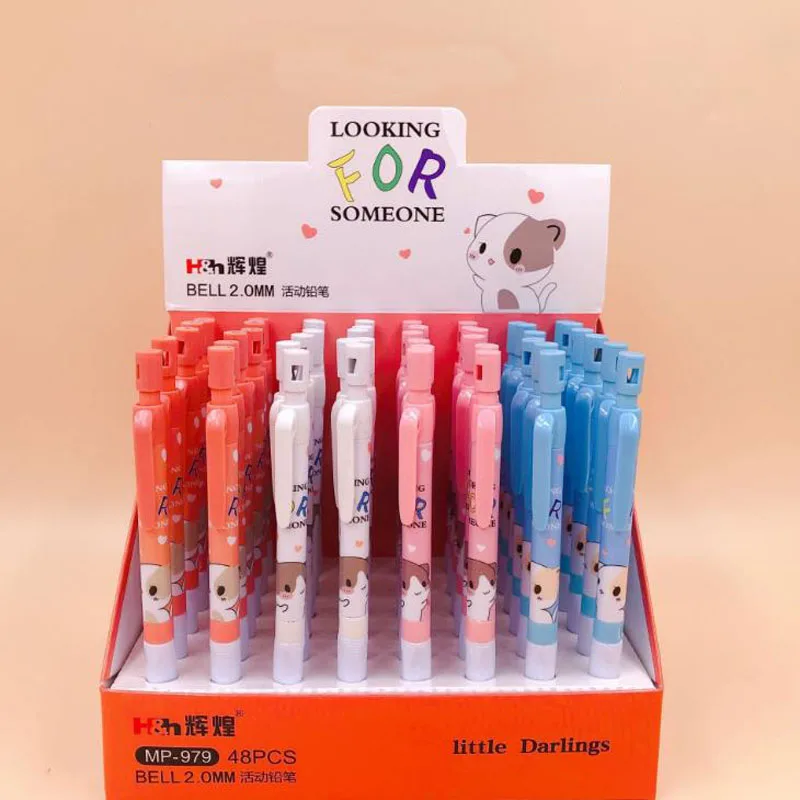 

4 Pcs/set Kawaii Animal Dog Plastic Press 2.0mm Automatic Mechanical Pencils Student Pencil Gifts Stationery Escolar Papelaria