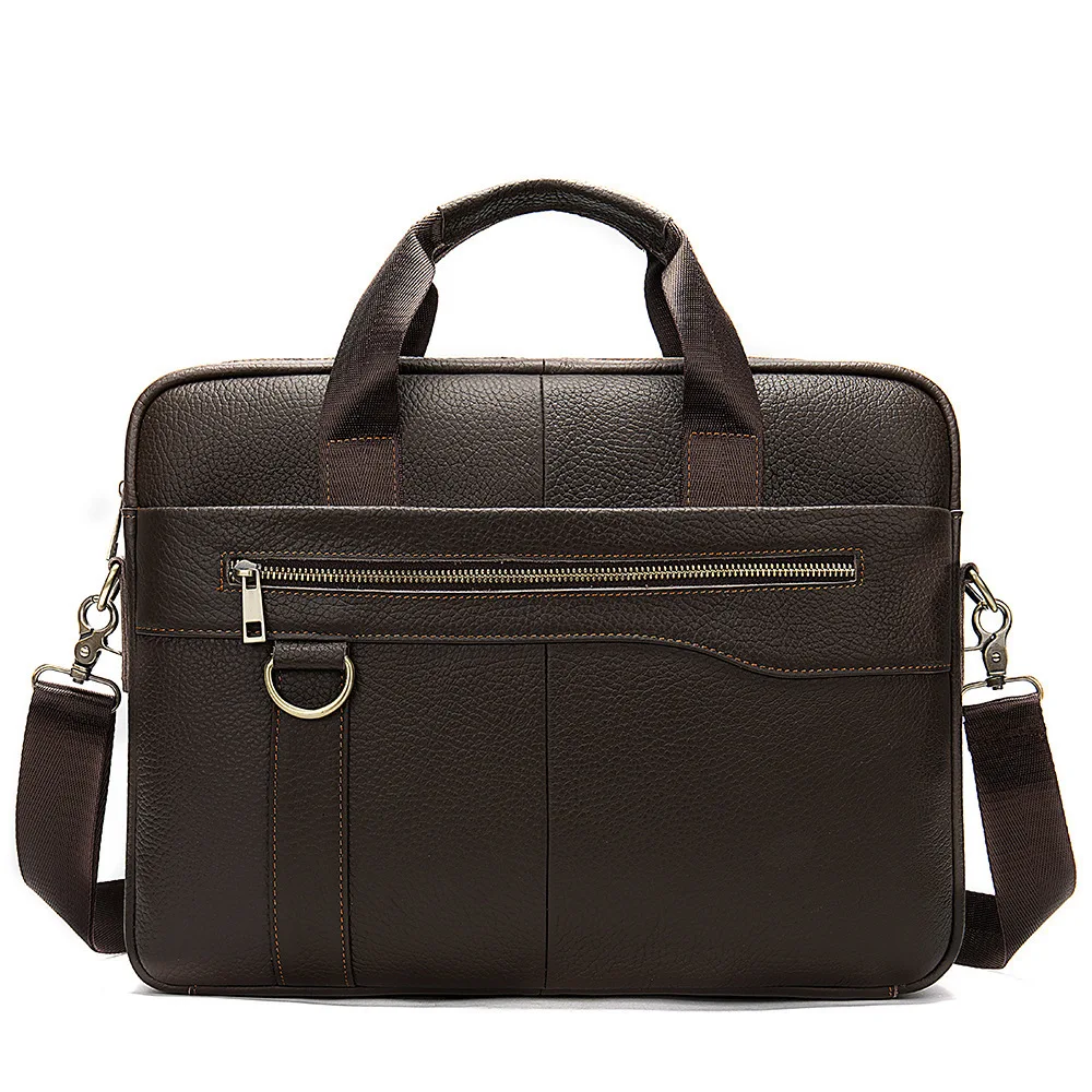 

Man Leisure Briefcase Soft genuine Leather messenger computer office bags for men 14 Inch Cross Section luxury handbags hands