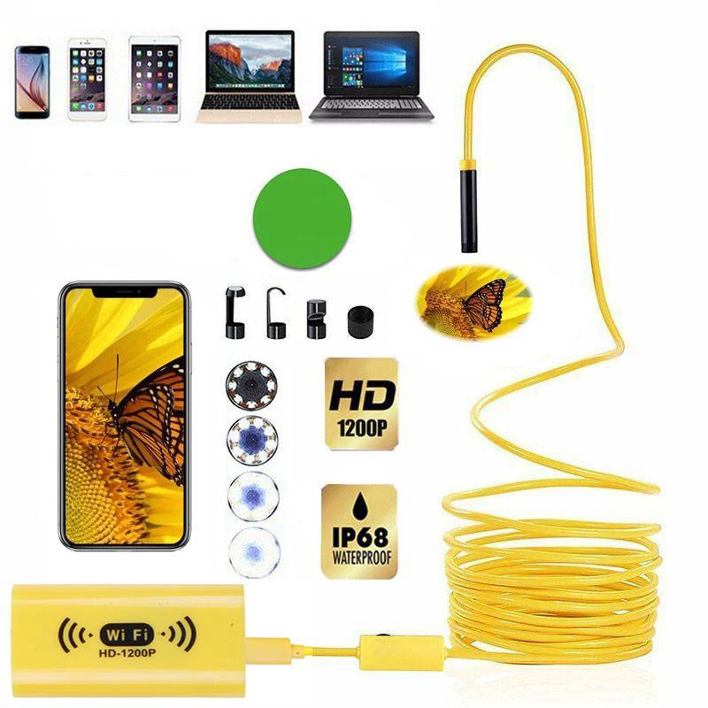 

8mm 1200P 2M 3.5M 5M HD WiFi Inspection Camera IP68 Waterproof USB Endoscope Borescope Support Android IOS Iphone Windows Mac