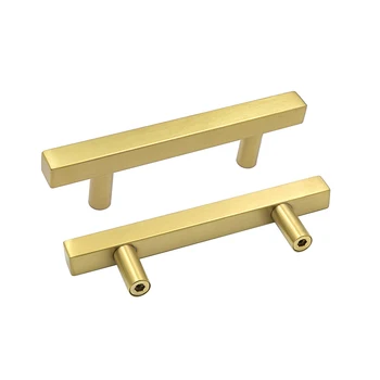 Goldenwarm Cabinet Handles Gold Drawer Pulls Square Cabinet Knobs T Bar Cupboard Door Handles Kitchen Hardware 2510