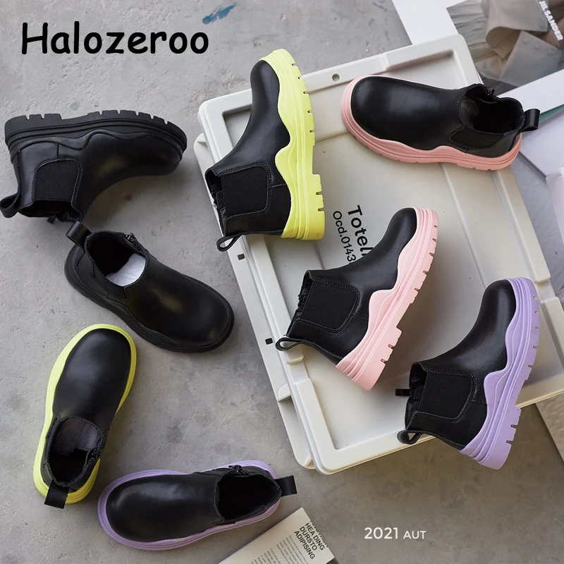 

Autumn Kids Chelsea Boots Children Black Brand Shoes Baby Girls Leather Motorcycle Boots Boys Ankle Shoes Slip On Fashion Boots