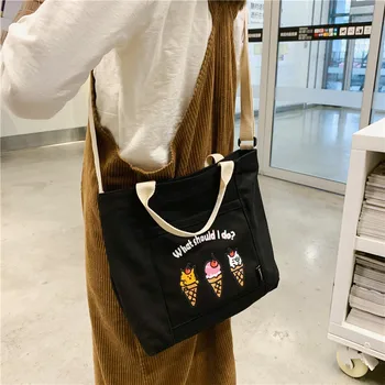 

2020 Fashion New Design Large Canvas Bag College Students Messenger Bag Women Shoulder Bag