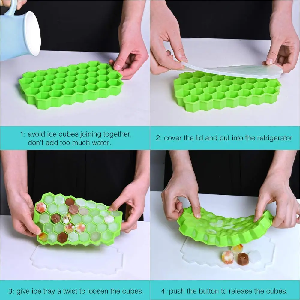

2-Pack 74 Ice Cube Trays Summer Honeycomb Shape Ice Cube Ice Cube Mold Storage Containers Drinks Molds for Chilled Drinks,