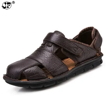 

Luxury Genuine Leather Summer Shoes Men Sandals Fashion Male Sandalias Beach Soft Bottom Breathable 856ui